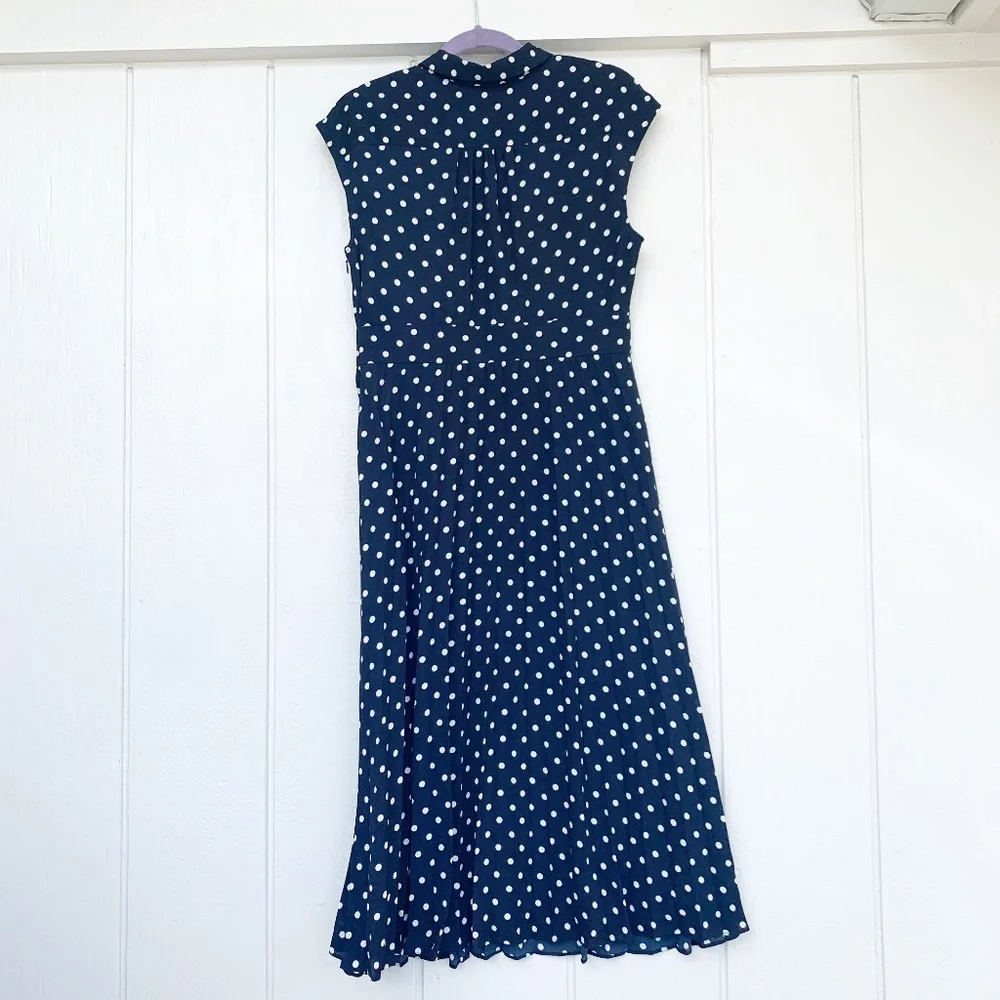 J. Crew Navy Polka Dot Midi Dress